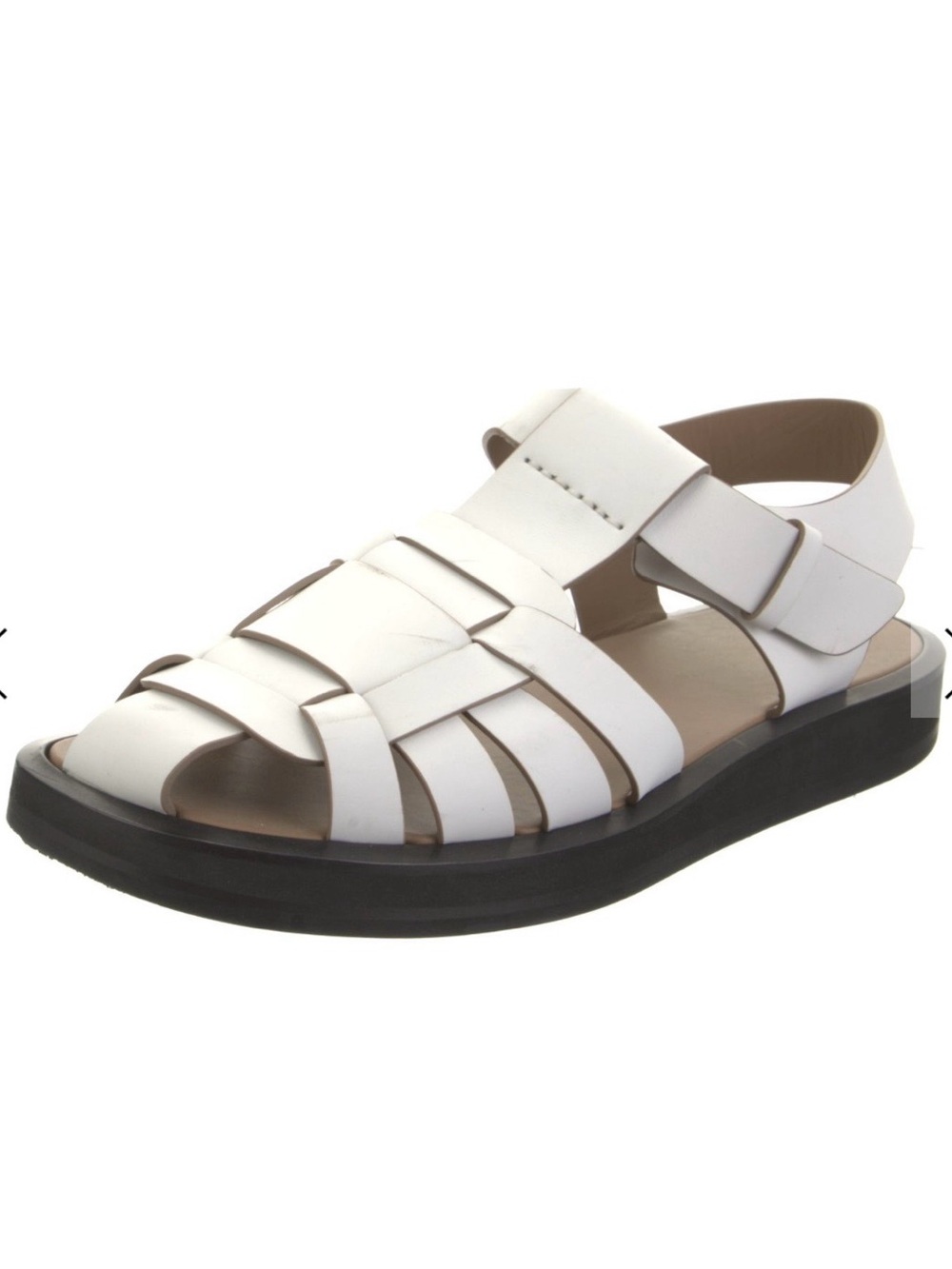 NEW $990 Row Gaia 2 White Leather Sandal with Black Sole Sz 39/9
